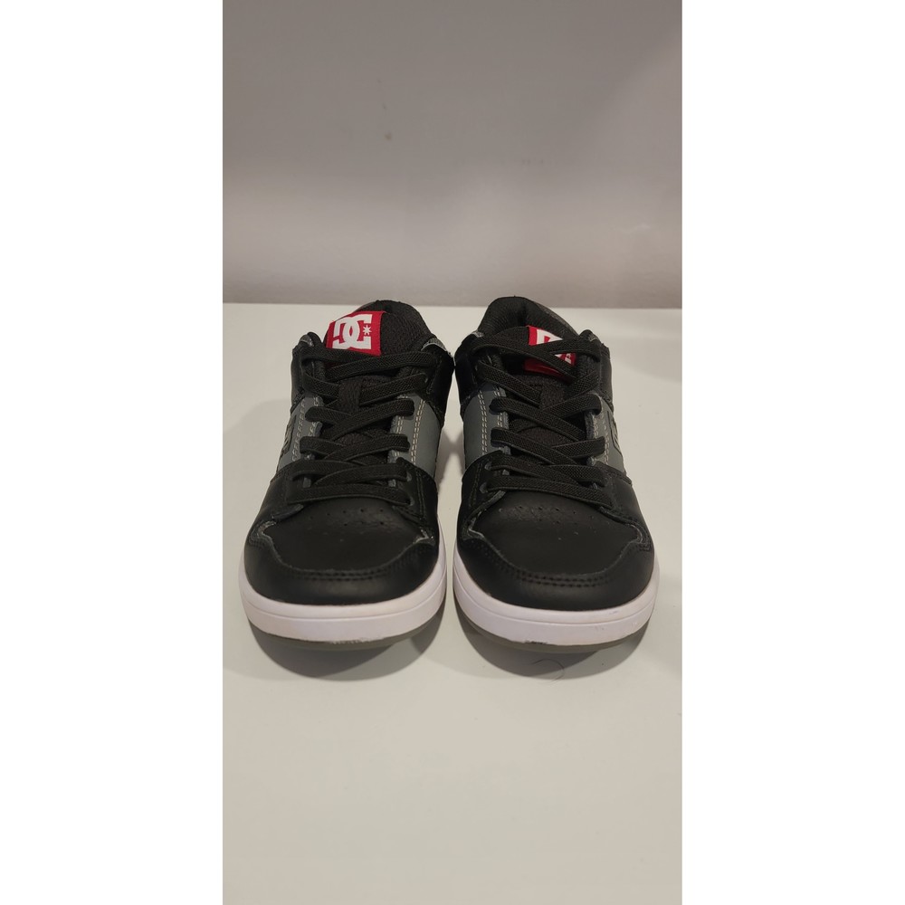 Big kids size 2 DC shoes, black, red